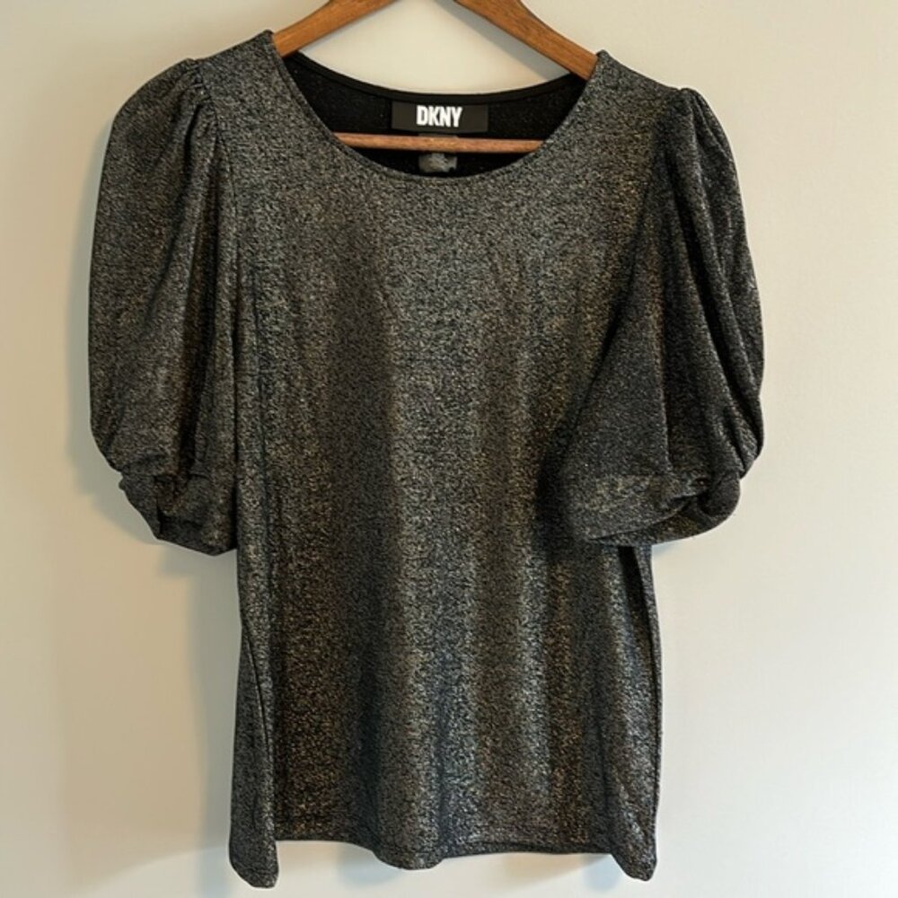 DKNY Black Metallic Shimmer Top size M